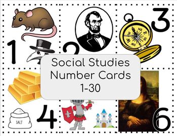 Preview of Social Studies Number Cards 1-30
