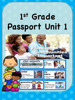 Preview of Social Studies Passport 1st Grade Unit 1 Vocabulary Cards: Families