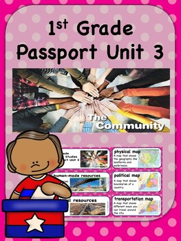 Preview of Social Studies Passport 1st Grade Unit 3 Vocabulary: Community