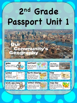 Preview of Social Studies Passport 2nd Grade Unit 1 Vocabulary Words: Community's Geography