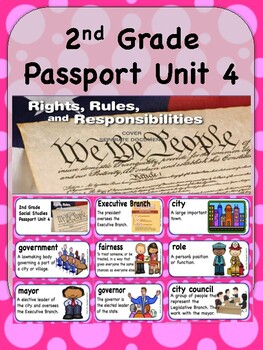 Preview of Social Studies Passport 2nd Grade Unit 4 Vocabulary: Rights, Rules