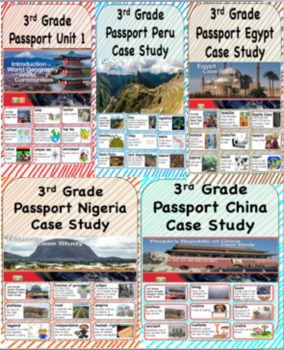 Preview of Social Studies Passport 3rd Grade Vocabulary Words with Definitions Bundle