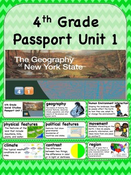Preview of Social Studies Passport 4th Grade Unit 1 Vocabulary Words: Geography of New York