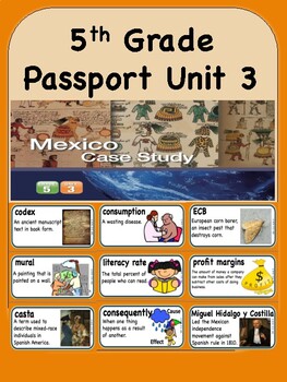 Preview of Social Studies Passport 5th Grade Unit 3 Vocabulary Words : Mexico