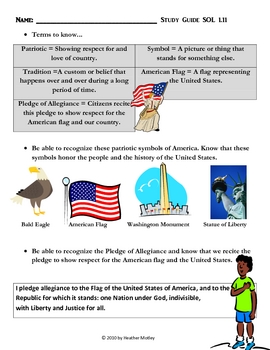 Preview of Social Studies: Patriotic Symbols Assessment and Study Guide