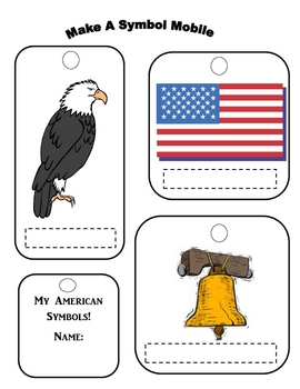 Preview of Social Studies: Patriotic Symbols: United States Symbols Art Mobile