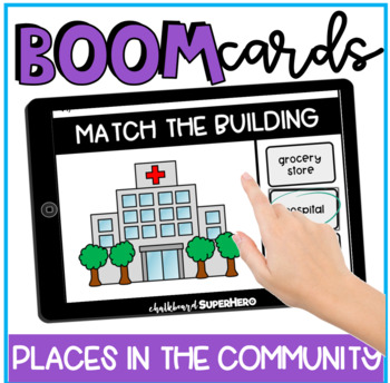 Preview of Social Studies: Places in the Community Boom Cards™ {distance learning}