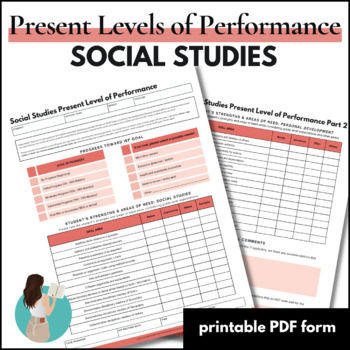 Preview of Social Studies Present Level of Performance Form