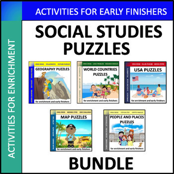 Preview of Social Studies Puzzles Bundle - enrichment for early finishers