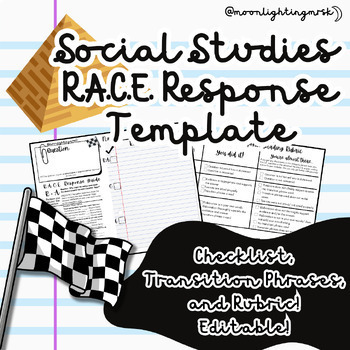 Preview of Social Studies R.A.C.E. Response: Everything students need on one page!