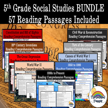 Preview of Social Studies Reading Comprehension BUNDLE (homework, review)