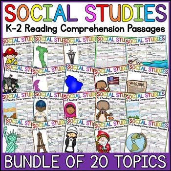 Preview of Social Studies Reading Comprehension Passages Bundle K-2