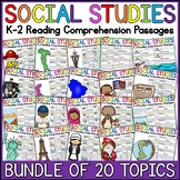 Social Studies Reading Comprehension Passages Bundle K-2