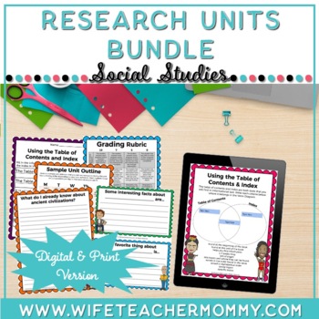 Preview of Social Studies Research Units | Lower & Upper Grades (Digital & Print Versions)