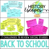 Social Studies Review Back to School Escape Activity