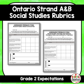 Preview of Social Studies Rubrics - Grade 2 Strand A & B