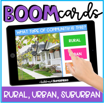 Preview of Social Studies: Rural, Urban, and Suburban Boom Cards™