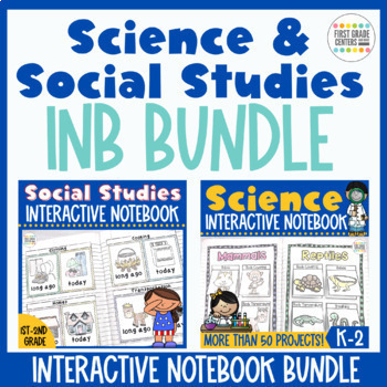 Preview of Interactive Notebook Science and Social Studies Curriculum Worksheets Bundle K-2