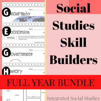 Preview of Social Studies Skill Builders: Full Year Bundle