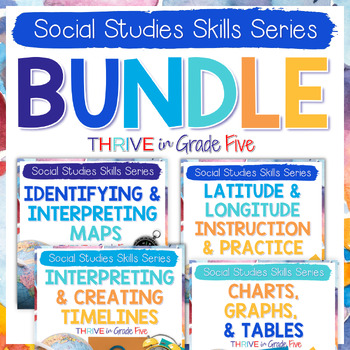 Preview of Social Studies Skills Bundle - Maps, Timelines, Graphs, Latitude & Longitude