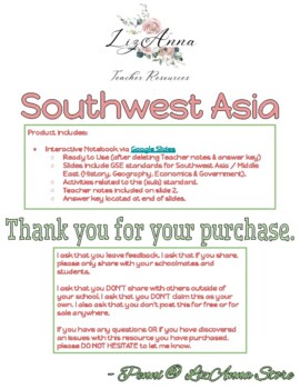 Preview of Social Studies Southern & Eastern Asia Interactive Notebook