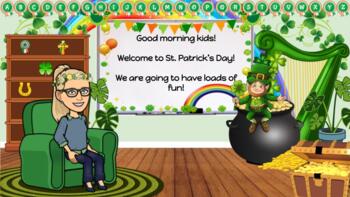 Preview of Social Studies St. Patrick's Day Virtual Bitmoji Classroom *with links*