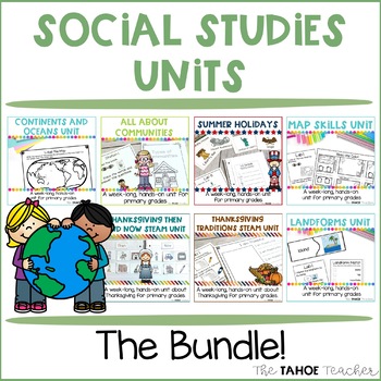 Preview of Social Studies Stations Bundled! | STEAM Units for Primary Grades