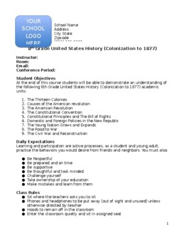 Preview of Social Studies Syllabus Template