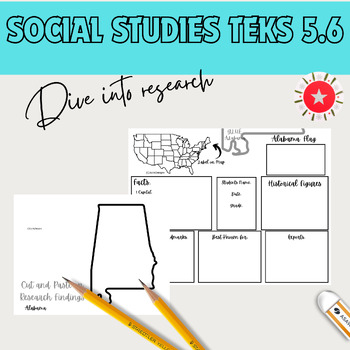 Preview of Social Studies TEKS 5.6 State Research Map Templates