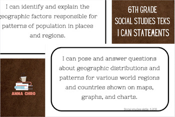 Preview of Social Studies TEKS - I Can statements