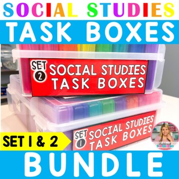 Preview of Social Studies Task Boxes - BUNDLE (set 1 & 2)
