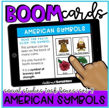 Preview of Social Studies Task Boxes Set 2 Boom Cards™- American Symbols