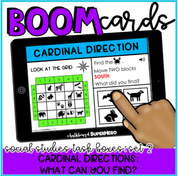 Preview of Social Studies Task Boxes Set 2 Boom Cards™Cardinal Directions What Can You Find