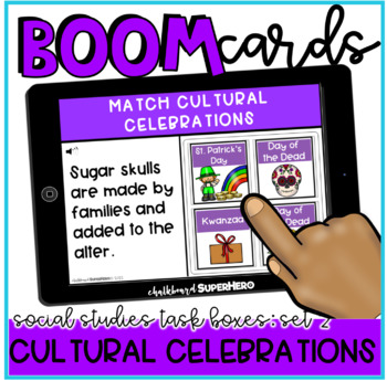 Preview of Social Studies Task Boxes Set 2 Boom Cards™- Cultural Celebrations