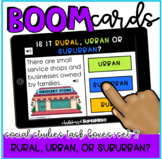 Social Studies Task Boxes Set 2 Boom Cards™- Rural, Urban,