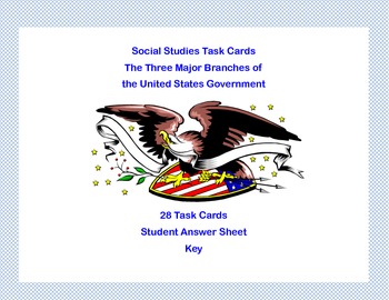 Preview of Three Branches of the U.S. Government Social Studies Task Cards