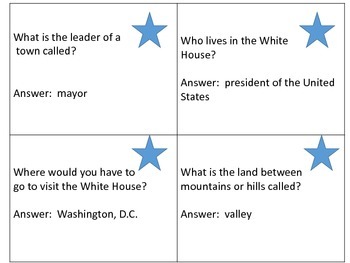 Social Studies Trivia for Beginners---50 Question and Answer Cards
