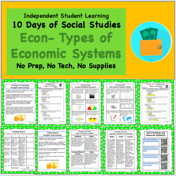 Preview of Social Studies Types of Economies Distance Learning 10 days of student tasks