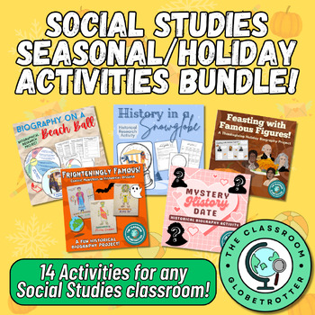 Preview of Social Studies | U.S. & World History Seasonal | Holiday Activity Growing Bundle