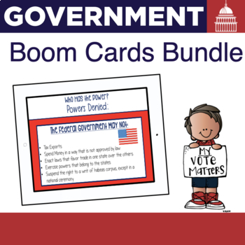 Preview of  US Government and civics Boom card Bundle - three branches of government boom