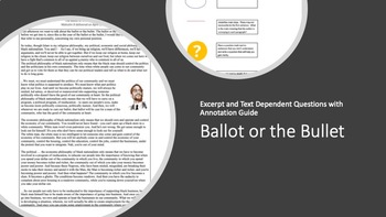 Preview of Social Studies US History Ballot or the Bullet Malcolm X TDQs Annotation
