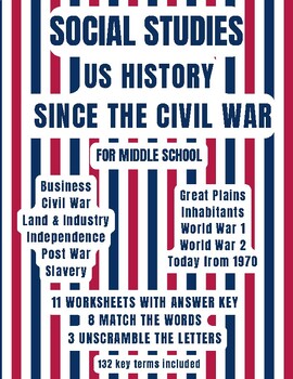 Preview of Social Studies: US History Since the Civil War: 11 worksheets with answer key