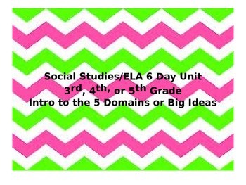 Preview of Social Studies Unit: 5 Domains/Big Ideas 3rd, 4th, 5th grade