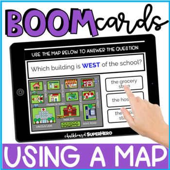 Preview of Social Studies: Using a Map Boom Cards™ {distance learning}