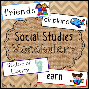 Preview of Social Studies Vocabulary Cards Kindergarten