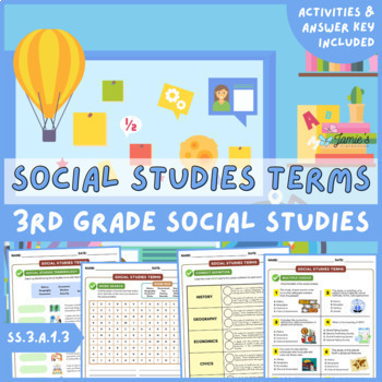 Preview of Social Studies Vocabulary Activities & Answer Key 3rd Grade Social Studies