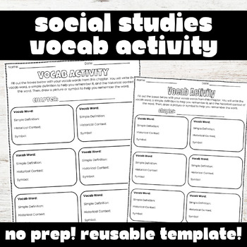 Preview of Social Studies Vocabulary Activity - History Vocab Chart