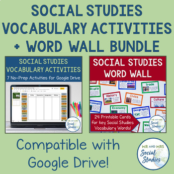 Preview of Social Studies Vocabulary Activity Set and Word Wall Bundle