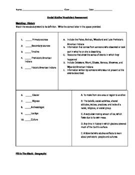 Preview of Social Studies Vocabulary Assessment for Ohio 4th Grade