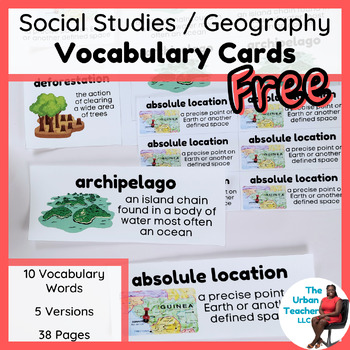 Preview of Social Studies Vocabulary Cards / Geography Word Wall Materials